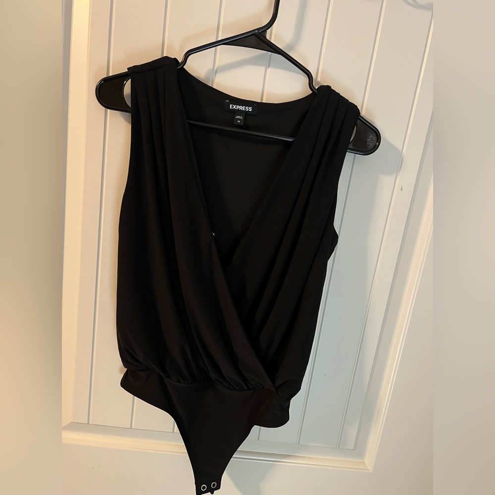Express Women's Black Wrap Top